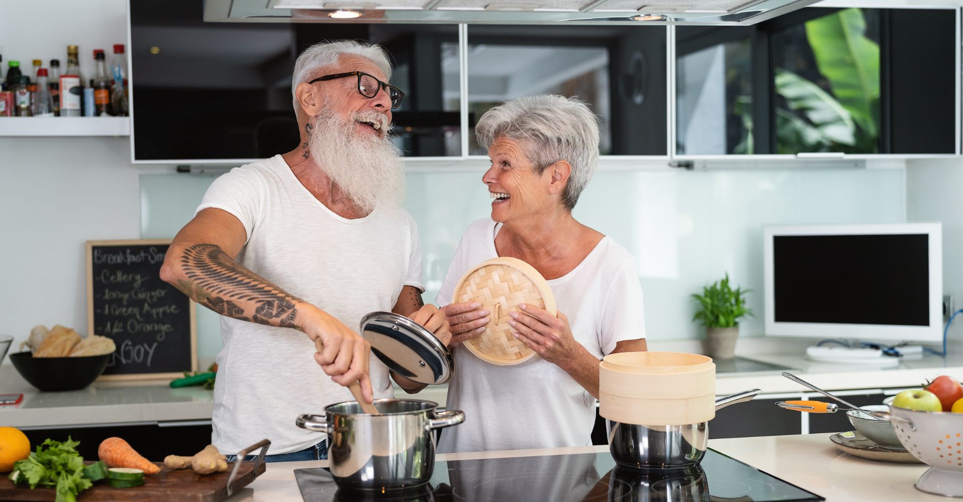 Cooking laughing and cooking